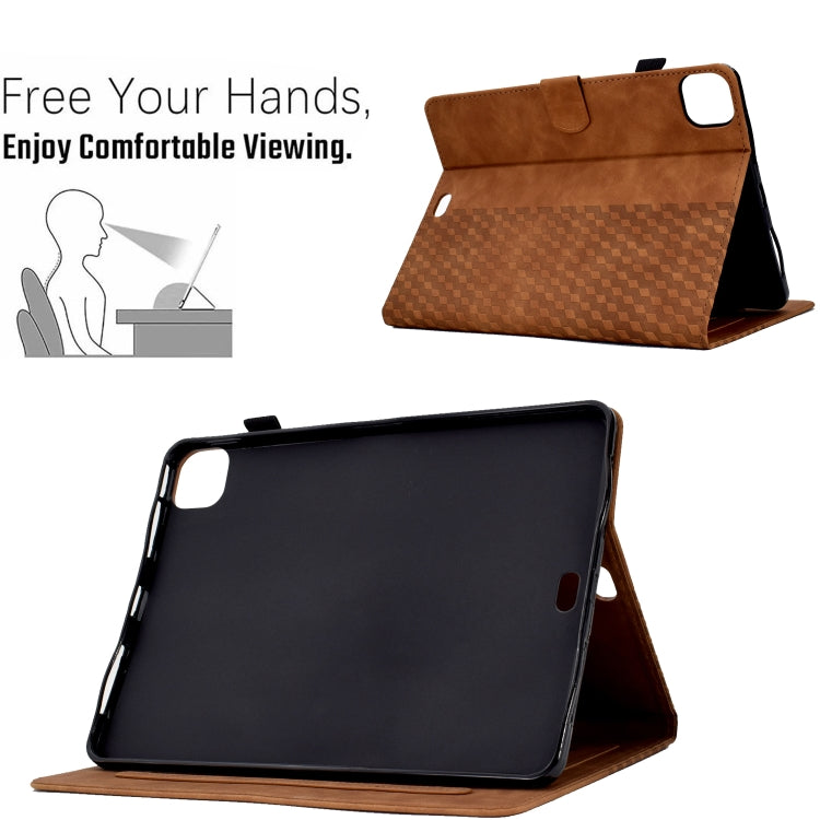 For iPad Pro 11 2024 Rhombus Embossed Leather Tablet Case(Brown) - iPad Pro 11 2024 Cases by buy2fix | Online Shopping UK | buy2fix