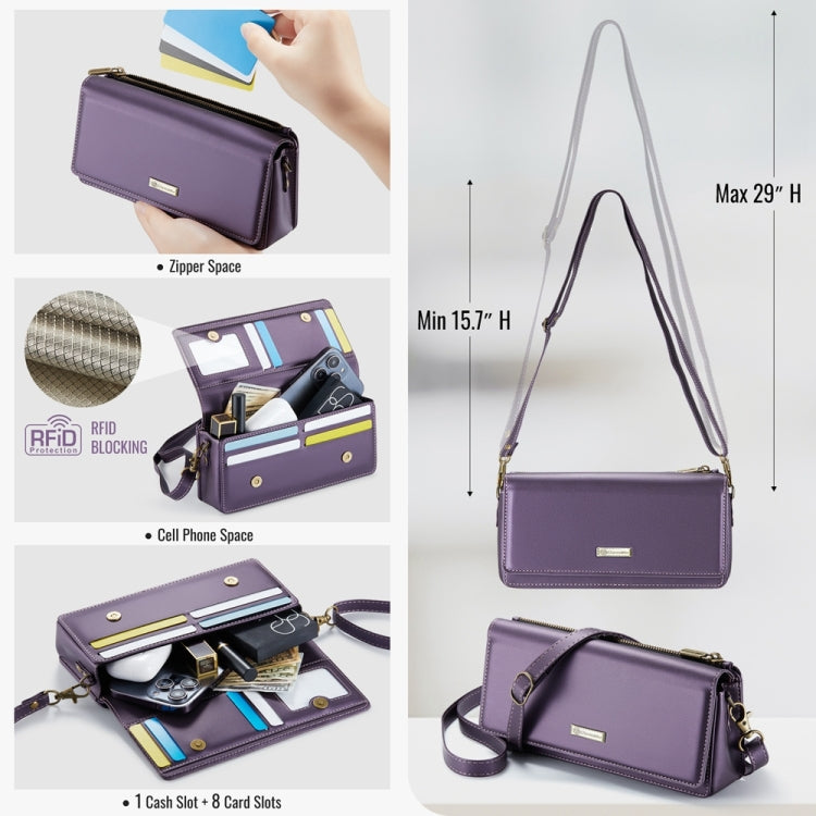 CaseMe ME30 Max Multifunctional Large-Capacity Shoulder Crossbody Phone Bag(Purple) -  by CaseMe | Online Shopping UK | buy2fix