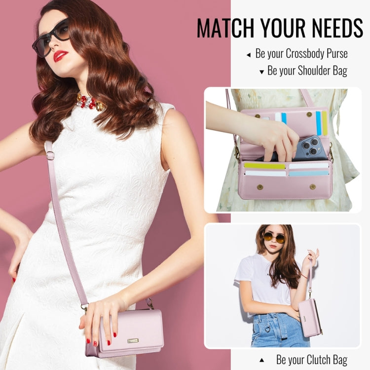 CaseMe ME30 Max Multifunctional Large-Capacity Shoulder Crossbody Phone Bag(Pink) by CaseMe