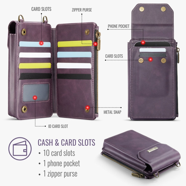 CaseMe Me40 Vertical Multifunctional Shoulder Crossbody Phone Bag(Purple) by CaseMe