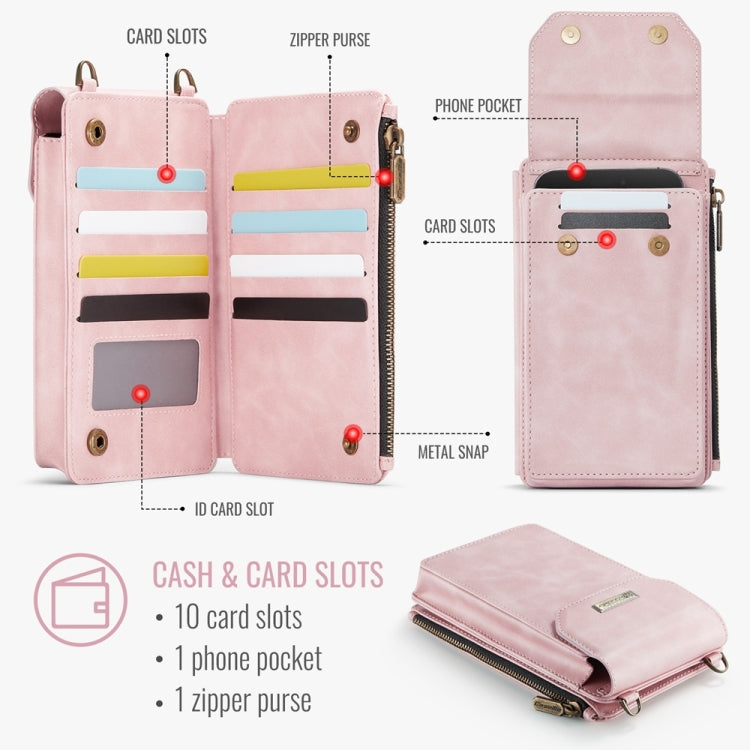 CaseMe Me40 Vertical Multifunctional Shoulder Crossbody Phone Bag(Pink) by CaseMe