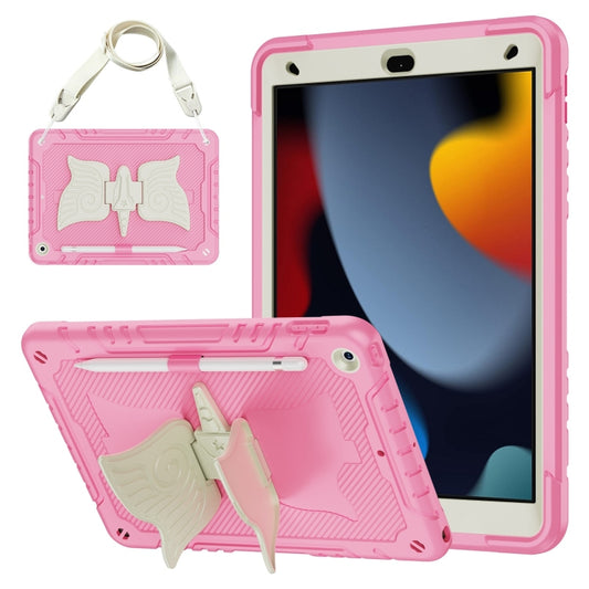For iPad 10.2 2021/2020/2019 Kickstand PC Hybrid Silicone Tablet Case(Beige Pink) - iPad 10.2 Cases by buy2fix | Online Shopping UK | buy2fix