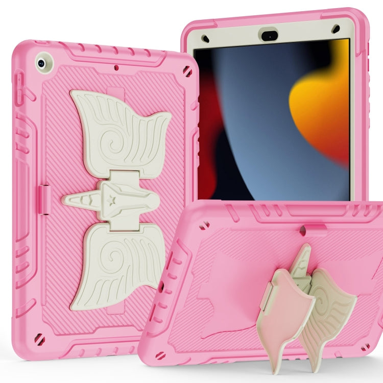 For iPad 10.2 2021/2020/2019 Kickstand PC Hybrid Silicone Tablet Case(Beige Pink) - iPad 10.2 Cases by buy2fix | Online Shopping UK | buy2fix