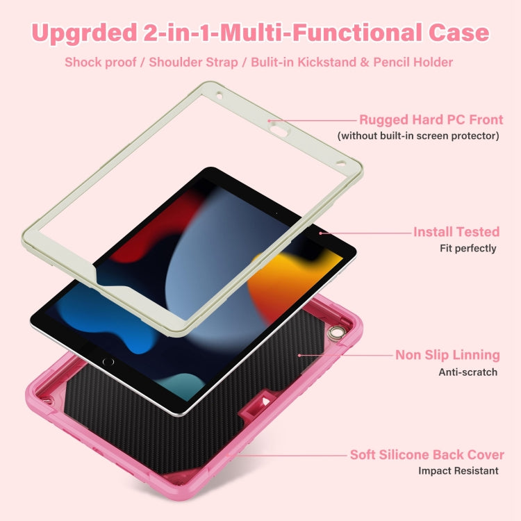 For iPad 10.2 2021/2020/2019 Kickstand PC Hybrid Silicone Tablet Case(Beige Pink) - iPad 10.2 Cases by buy2fix | Online Shopping UK | buy2fix