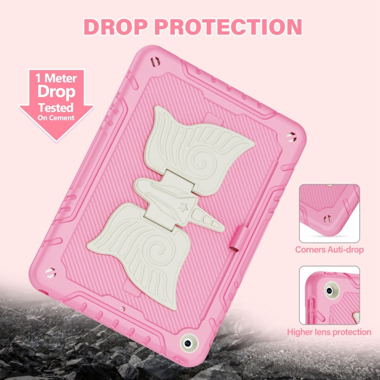 For iPad 10.2 2021/2020/2019 Kickstand PC Hybrid Silicone Tablet Case(Beige Pink) - iPad 10.2 Cases by buy2fix | Online Shopping UK | buy2fix