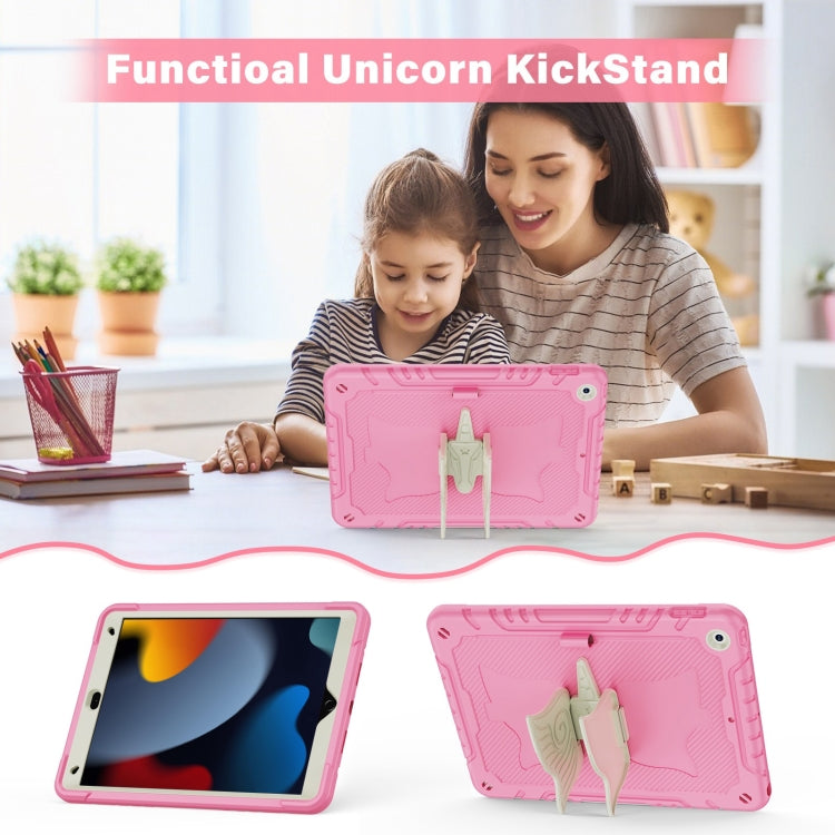 For iPad 10.2 2021/2020/2019 Kickstand PC Hybrid Silicone Tablet Case(Beige Pink) - iPad 10.2 Cases by buy2fix | Online Shopping UK | buy2fix