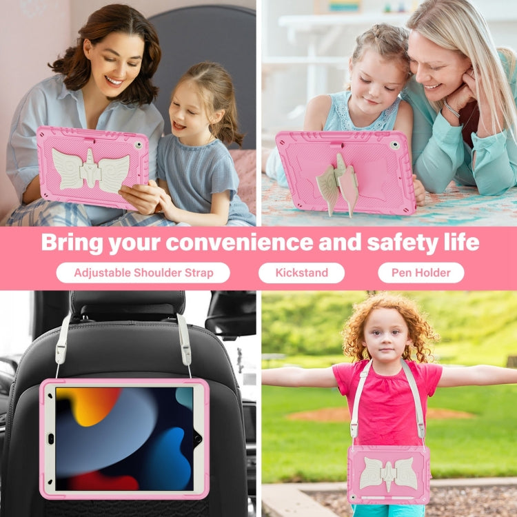 For iPad 10.2 2021/2020/2019 Kickstand PC Hybrid Silicone Tablet Case(Beige Pink) - iPad 10.2 Cases by buy2fix | Online Shopping UK | buy2fix