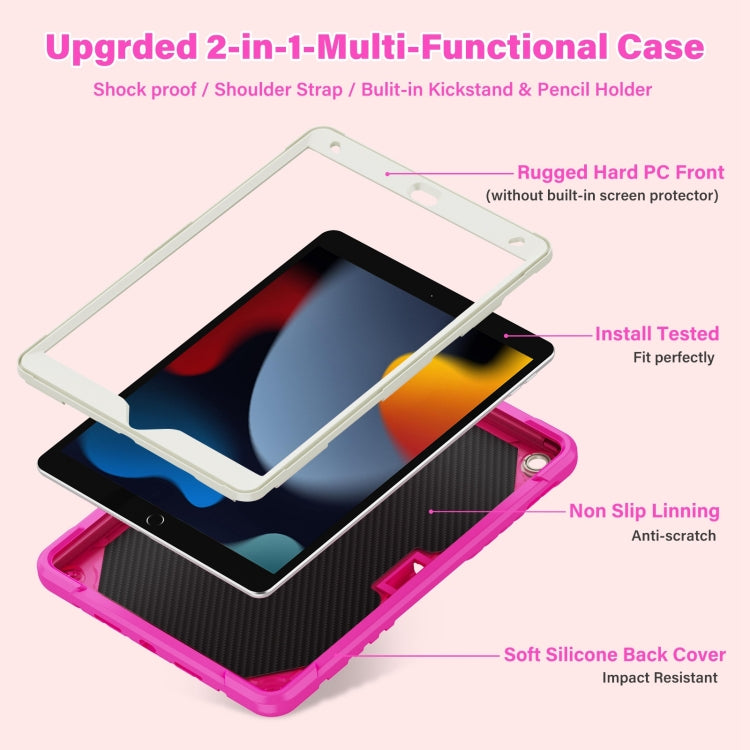 For iPad 10.2 2021/2020/2019 Kickstand PC Hybrid Silicone Tablet Case(Beige Rose Red) - iPad 10.2 Cases by buy2fix | Online Shopping UK | buy2fix