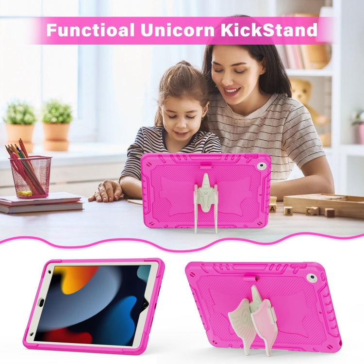 For iPad 10.2 2021/2020/2019 Kickstand PC Hybrid Silicone Tablet Case(Beige Rose Red) - iPad 10.2 Cases by buy2fix | Online Shopping UK | buy2fix