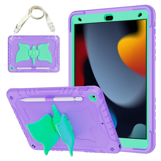 For iPad 10.2 2021/2020/2019 Kickstand PC Hybrid Silicone Tablet Case(Purple Mint) - iPad 10.2 Cases by buy2fix | Online Shopping UK | buy2fix