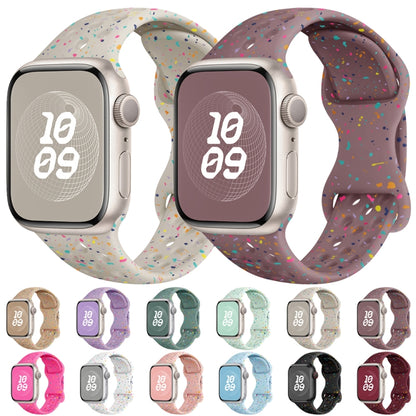 For Apple Watch Series 5 44mm Hole Style Butterfly Buckle Camouflage Silicone Watch Band(Light Purple) - Watch Bands by buy2fix | Online Shopping UK | buy2fix