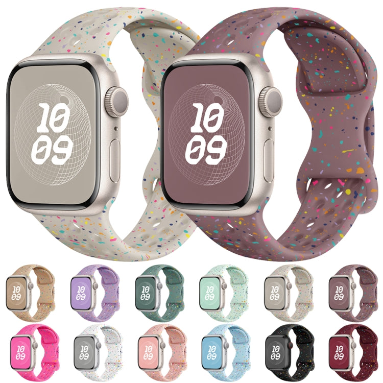 For Apple Watch Series 5 44mm Hole Style Butterfly Buckle Camouflage Silicone Watch Band(Light Mint) - Watch Bands by buy2fix | Online Shopping UK | buy2fix