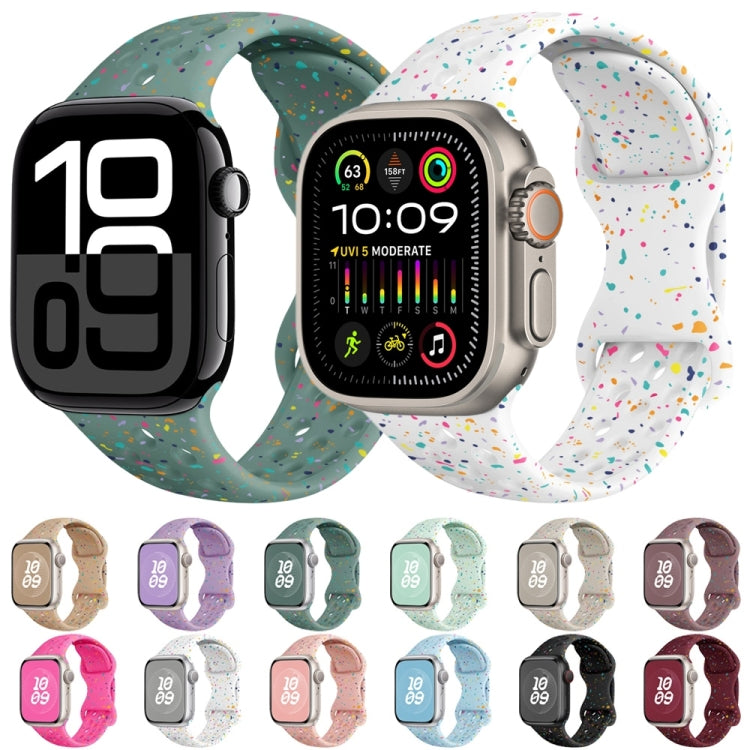 For Apple Watch 38mm Hole Style Butterfly Buckle Camouflage Silicone Watch Band(Black) by buy2fix