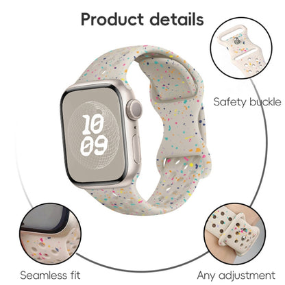 For Apple Watch Series 9 41mm Hole Style Butterfly Buckle Camouflage Silicone Watch Band(Smoke Purple) - Watch Bands by buy2fix | Online Shopping UK | buy2fix