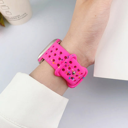 For Apple Watch Series 7 41mm Hole Style Butterfly Buckle Camouflage Silicone Watch Band(Light Purple) by buy2fix