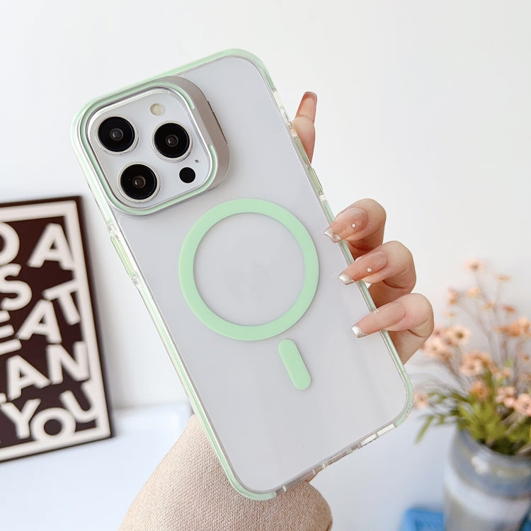 For iPhone 15 Pro Max J2 High Transparent MagSafe Magnetic Frame Holder Phone Case(Matcha Green) - iPhone 15 Pro Max Cases by buy2fix | Online Shopping UK | buy2fix