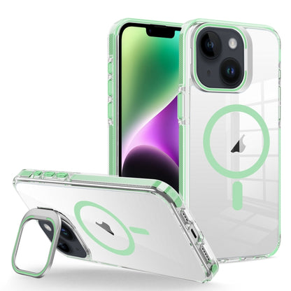 For iPhone 14 Plus J2 High Transparent MagSafe Magnetic Frame Holder Phone Case(Matcha Green) - iPhone 14 Plus Cases by buy2fix | Online Shopping UK | buy2fix