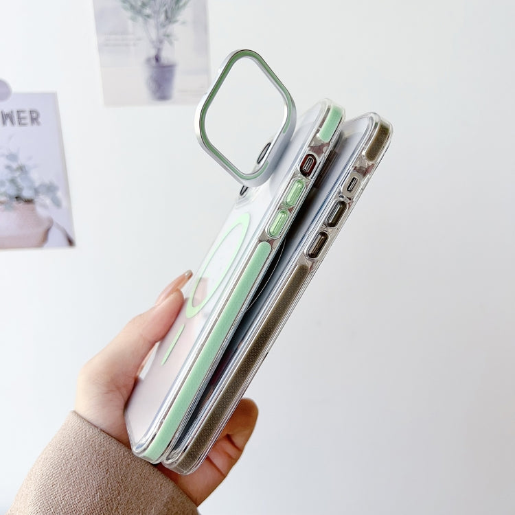 For iPhone 14 Plus J2 High Transparent MagSafe Magnetic Frame Holder Phone Case(Matcha Green) - iPhone 14 Plus Cases by buy2fix | Online Shopping UK | buy2fix
