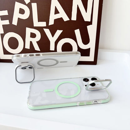 For iPhone 14 Plus J2 High Transparent MagSafe Magnetic Frame Holder Phone Case(Grey) - iPhone 14 Plus Cases by buy2fix | Online Shopping UK | buy2fix