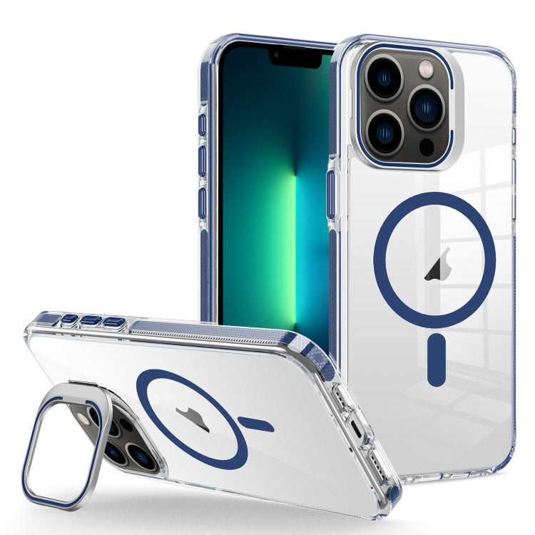 For iPhone 13 Pro Max J2 High Transparent MagSafe Magnetic Frame Holder Phone Case(Royal Blue) - iPhone 13 Pro Max Cases by buy2fix | Online Shopping UK | buy2fix