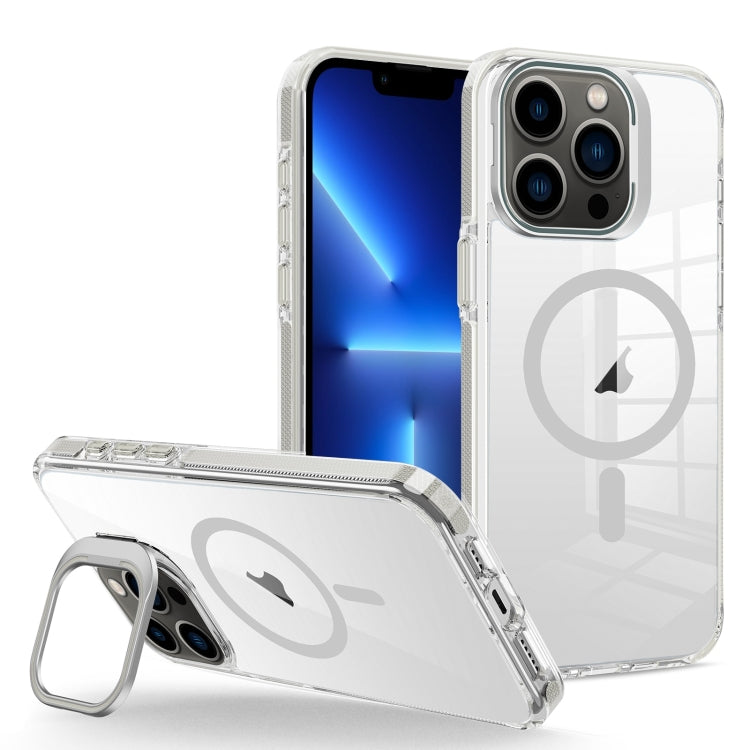 For iPhone 13 Pro J2 High Transparent MagSafe Magnetic Frame Holder Phone Case(Grey) - iPhone 13 Pro Cases by buy2fix | Online Shopping UK | buy2fix