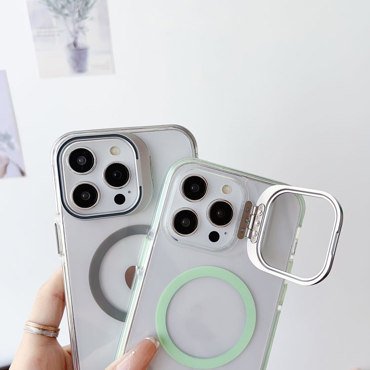 For iPhone 13 Pro J2 High Transparent MagSafe Magnetic Frame Holder Phone Case(White) - iPhone 13 Pro Cases by buy2fix | Online Shopping UK | buy2fix