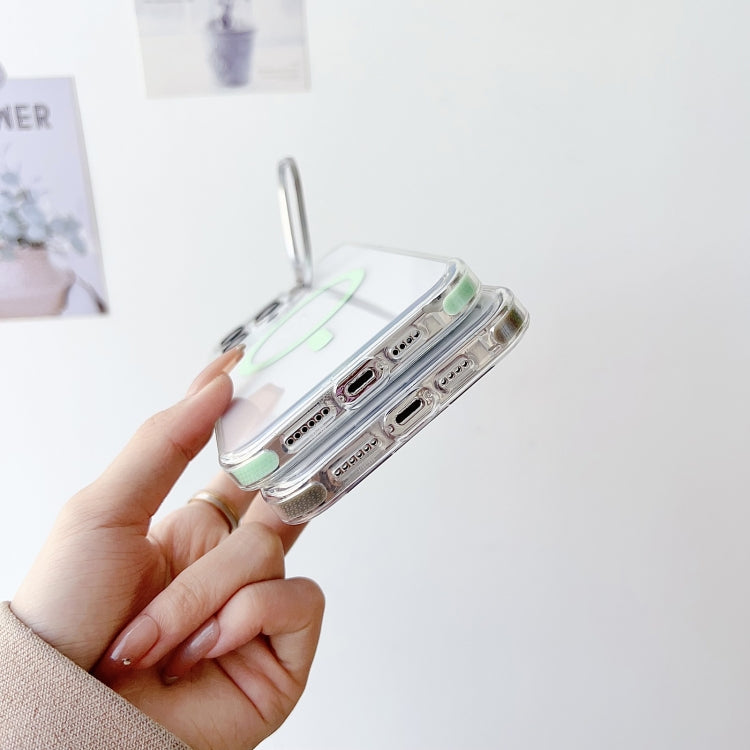 For iPhone 13 Pro J2 High Transparent MagSafe Magnetic Frame Holder Phone Case(White) - iPhone 13 Pro Cases by buy2fix | Online Shopping UK | buy2fix