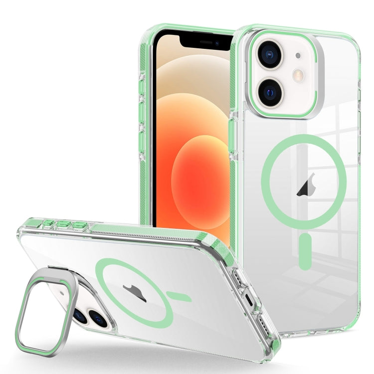 For iPhone 12/12 Pro J2 High Transparent MagSafe Magnetic Frame Holder Phone Case(Matcha Green) - iPhone 12 / 12 Pro Cases by buy2fix | Online Shopping UK | buy2fix