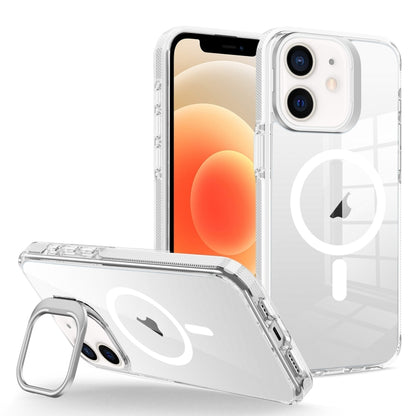 For iPhone 12/12 Pro J2 High Transparent MagSafe Magnetic Frame Holder Phone Case(White) - iPhone 12 / 12 Pro Cases by buy2fix | Online Shopping UK | buy2fix