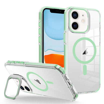 For iPhone 11 J2 High Transparent MagSafe Magnetic Frame Holder Phone Case(Matcha Green) - iPhone 11 Cases by buy2fix | Online Shopping UK | buy2fix