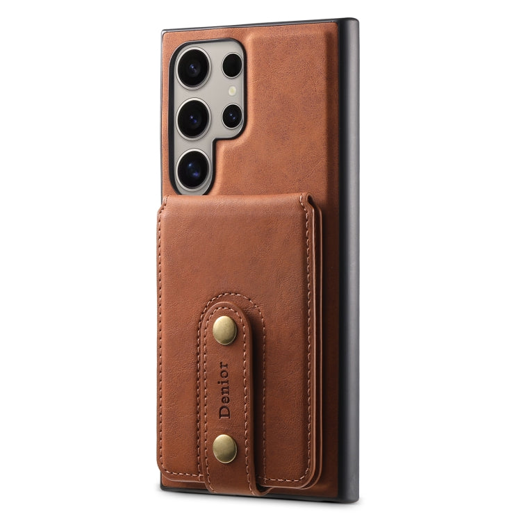 For Samsung Galaxy S24 Ultra 5G Denior D14 NK Retro Pattern MagSafe Magnetic Card Holder Leather Phone Case(Brown) - Galaxy S24 Ultra 5G Cases by Denior | Online Shopping UK | buy2fix