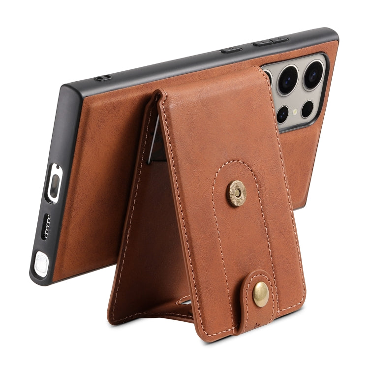 For Samsung Galaxy S24 Ultra 5G Denior D14 NK Retro Pattern MagSafe Magnetic Card Holder Leather Phone Case(Brown) - Galaxy S24 Ultra 5G Cases by Denior | Online Shopping UK | buy2fix