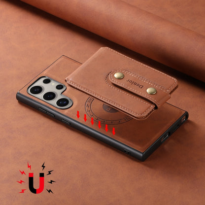 For Samsung Galaxy S24 Ultra 5G Denior D14 NK Retro Pattern MagSafe Magnetic Card Holder Leather Phone Case(Brown) - Galaxy S24 Ultra 5G Cases by Denior | Online Shopping UK | buy2fix