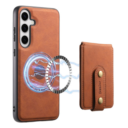 For Samsung Galaxy S24+ 5G Denior D14 NK Retro Pattern MagSafe Magnetic Card Holder Leather Phone Case(Brown) - Galaxy S24+ 5G Cases by Denior | Online Shopping UK | buy2fix