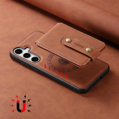 For Samsung Galaxy S24+ 5G Denior D14 NK Retro Pattern MagSafe Magnetic Card Holder Leather Phone Case(Brown) - Galaxy S24+ 5G Cases by Denior | Online Shopping UK | buy2fix