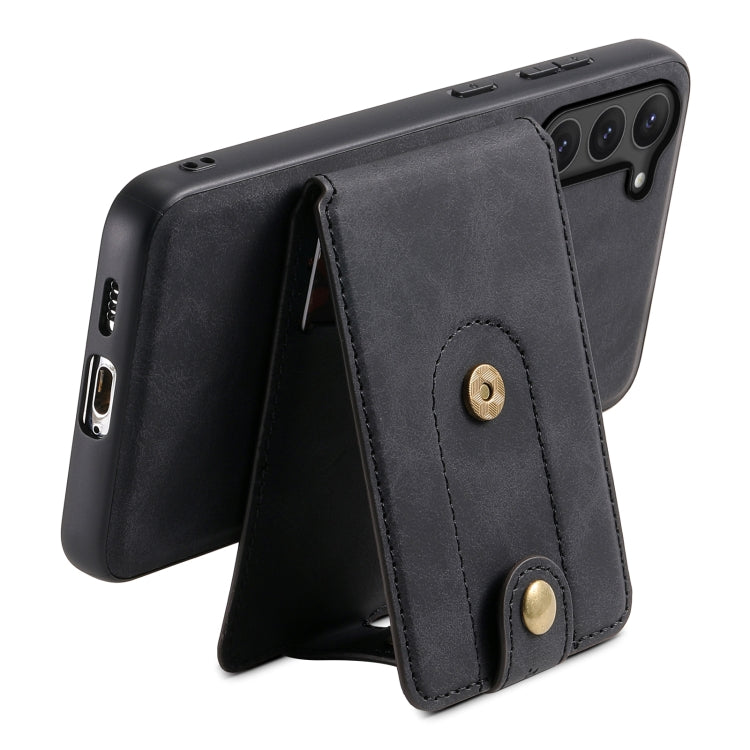 For Samsung Galaxy S23 5G Denior D14 NK Retro Pattern MagSafe Magnetic Card Holder Leather Phone Case(Black) - Galaxy S23 5G Cases by Denior | Online Shopping UK | buy2fix