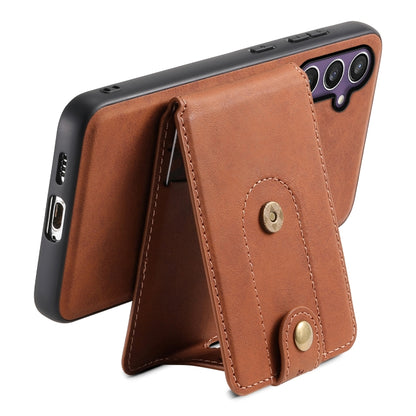 For Samsung Galaxy S23 FE 5G Denior D14 NK Retro Pattern MagSafe Magnetic Card Holder Leather Phone Case(Brown) - Galaxy S23 FE 5G Cases by Denior | Online Shopping UK | buy2fix