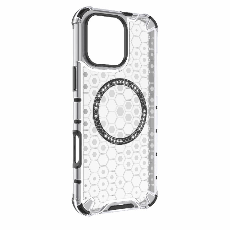 For iPhone 16 Pro Max Honeycomb Magnetic Ring Shockproof Phone Case(White) - iPhone 16 Pro Max Cases by buy2fix | Online Shopping UK | buy2fix