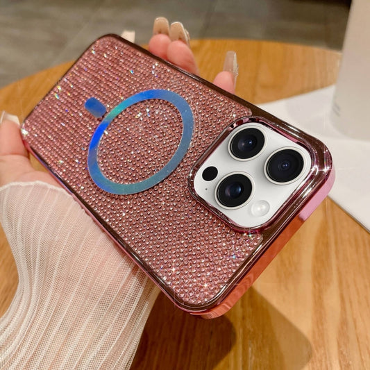 For iPhone 13 Pro Diamonds Plated Magsafe Phone Case(Pink) by buy2fix