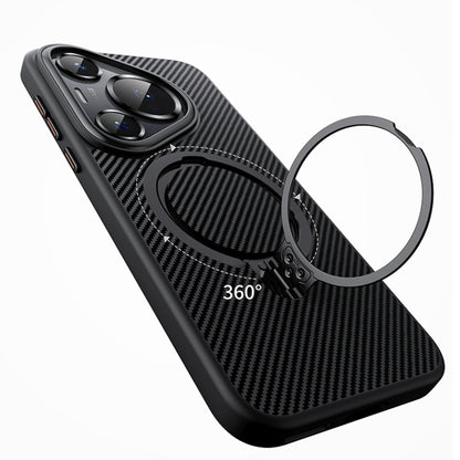 For Huawei Pura 70 Double Ring MagSafe Holder Carbon Fibre Phone Case(Silver) - Huawei Cases by buy2fix | Online Shopping UK | buy2fix