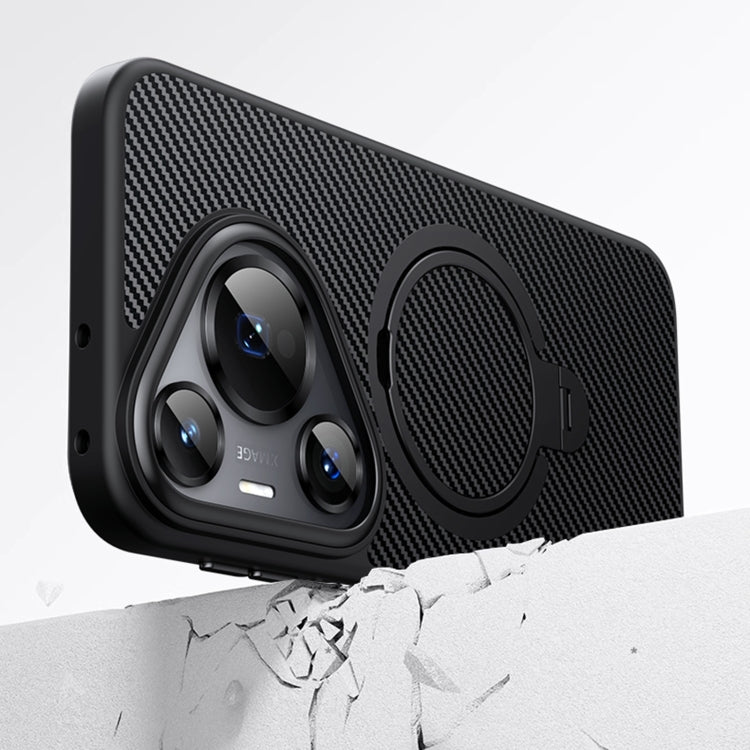 For Huawei Pura 70 Pro Double Ring MagSafe Holder Carbon Fibre Phone Case(Black) by buy2fix