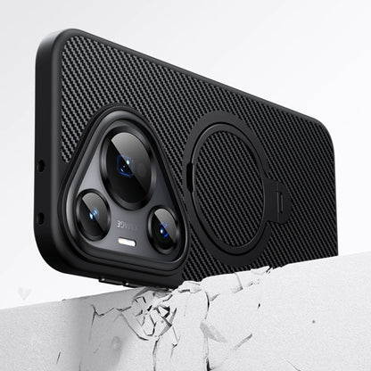 For Huawei Pura 70 Pro Double Ring MagSafe Holder Carbon Fibre Phone Case(Black) by buy2fix