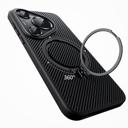 For Huawei Pura 70 Ultra Double Ring MagSafe Holder Carbon Fibre Phone Case(Silver) - Huawei Cases by buy2fix | Online Shopping UK | buy2fix