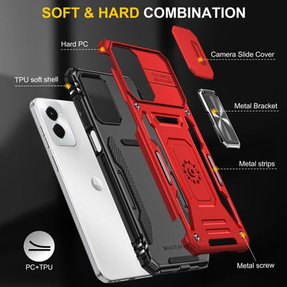 For Motorola Moto G Play 5G 2024 Armor PC + TPU Camera Shield Phone Case(Red) - Motorola Cases by buy2fix | Online Shopping UK | buy2fix