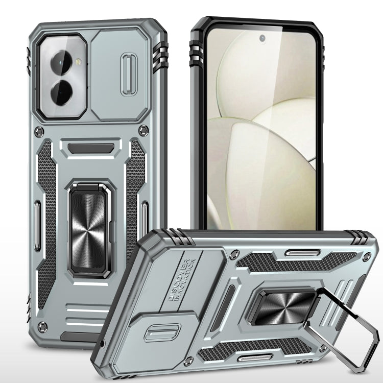 For Motorola Moto G Power 2024 Armor PC + TPU Camera Shield Phone Case(Grey) - Motorola Cases by buy2fix | Online Shopping UK | buy2fix