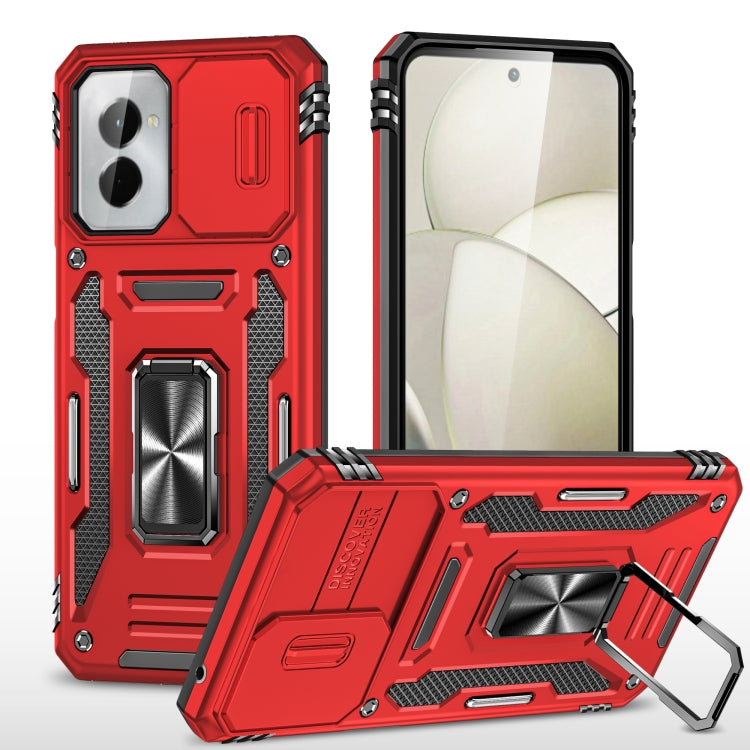 For Motorola Moto G Stylus 5G 2024 Armor PC + TPU Camera Shield Phone Case(Red) - Motorola Cases by buy2fix | Online Shopping UK | buy2fix