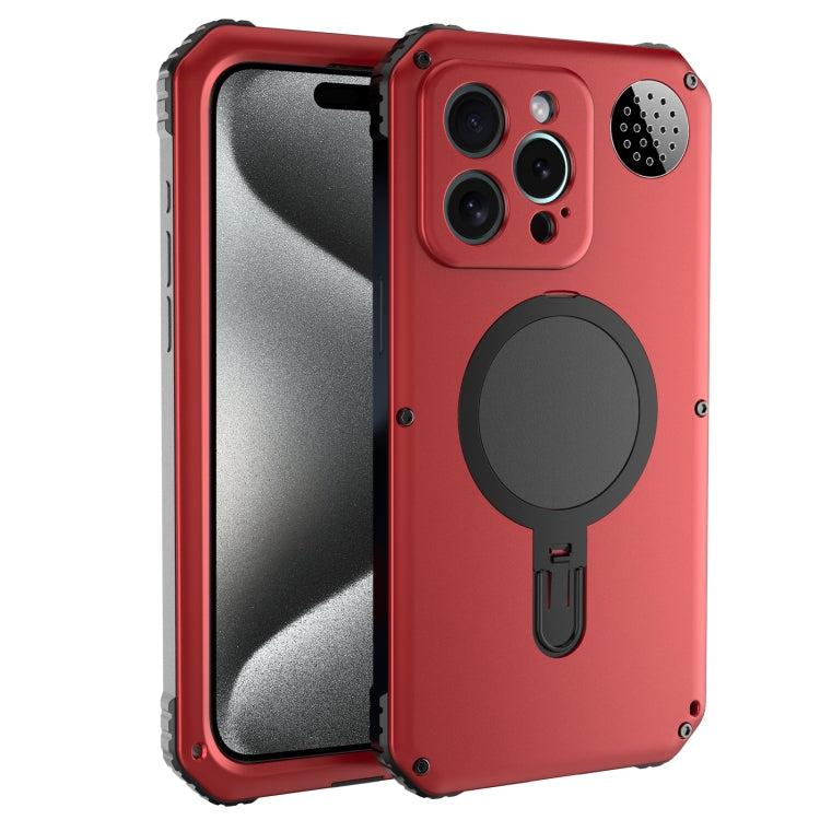 For iPhone 15 Pro Max Aromatherapy MagSafe Holder Life Waterproof Rugged Phone Case(Red) - iPhone 15 Pro Max Cases by buy2fix | Online Shopping UK | buy2fix