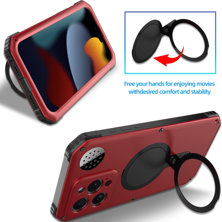 For iPhone 15 Pro Max Aromatherapy MagSafe Holder Life Waterproof Rugged Phone Case(Red) - iPhone 15 Pro Max Cases by buy2fix | Online Shopping UK | buy2fix