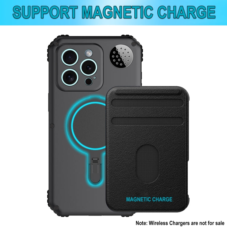 For iPhone 15 Pro Max Aromatherapy MagSafe Holder Life Waterproof Rugged Phone Case(Black) - iPhone 15 Pro Max Cases by buy2fix | Online Shopping UK | buy2fix