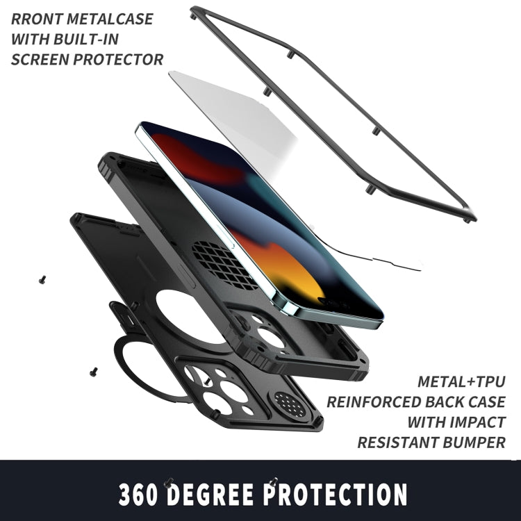 For iPhone 15 Pro Aromatherapy MagSafe Holder Life Waterproof Rugged Phone Case(Black) - iPhone 15 Pro Cases by buy2fix | Online Shopping UK | buy2fix